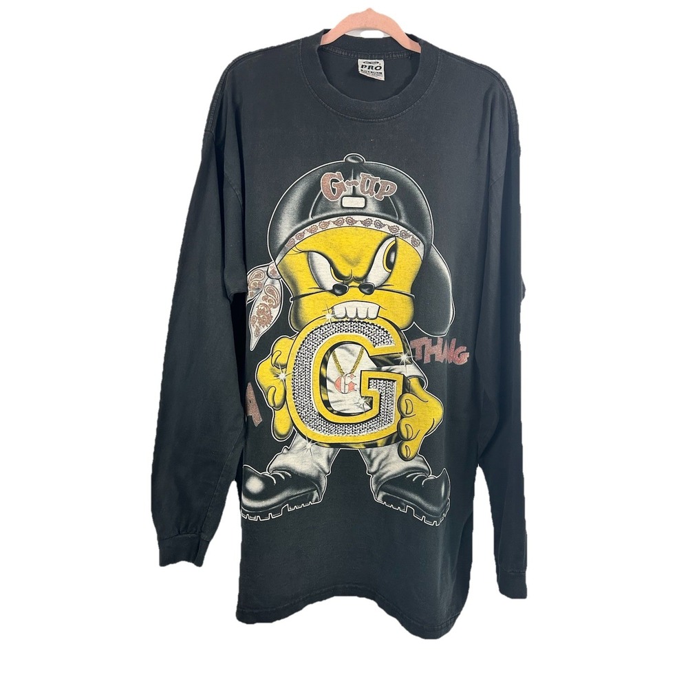 Vintage Pro Club G-Up A G‎ Thang Rhinestone Graphic Shirt 2XL Tall Bootleg Y2K